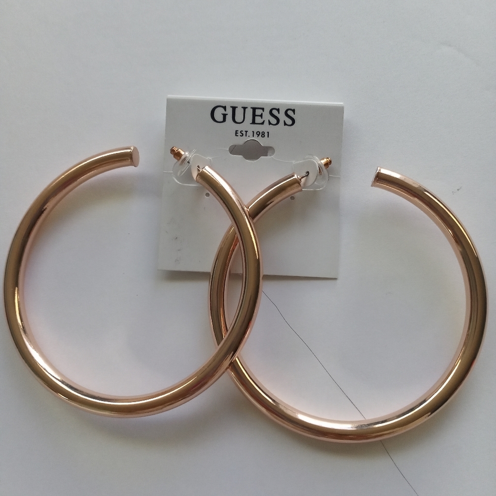 NWT Rose gold Guess hoop earrings